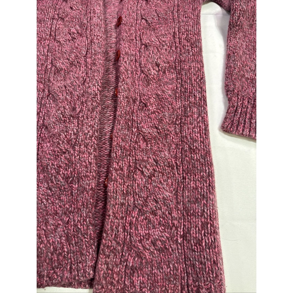 Vintage Laura Ashley Womens S Lambswool Angora Cable Knit Cardigan Pink Wool - Picture 6 of 9